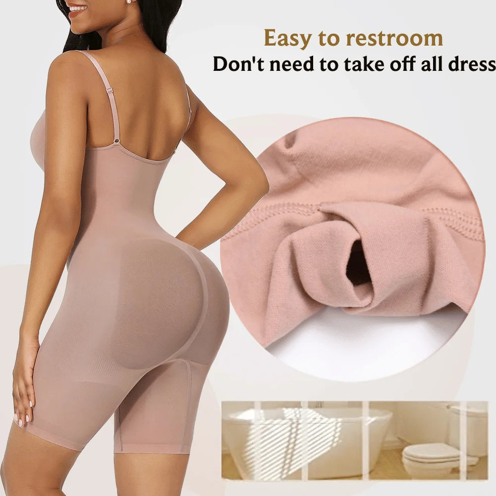 Tummy Control Bodysuit Mid Thigh Body Shaper Shorts for a Lifted Look