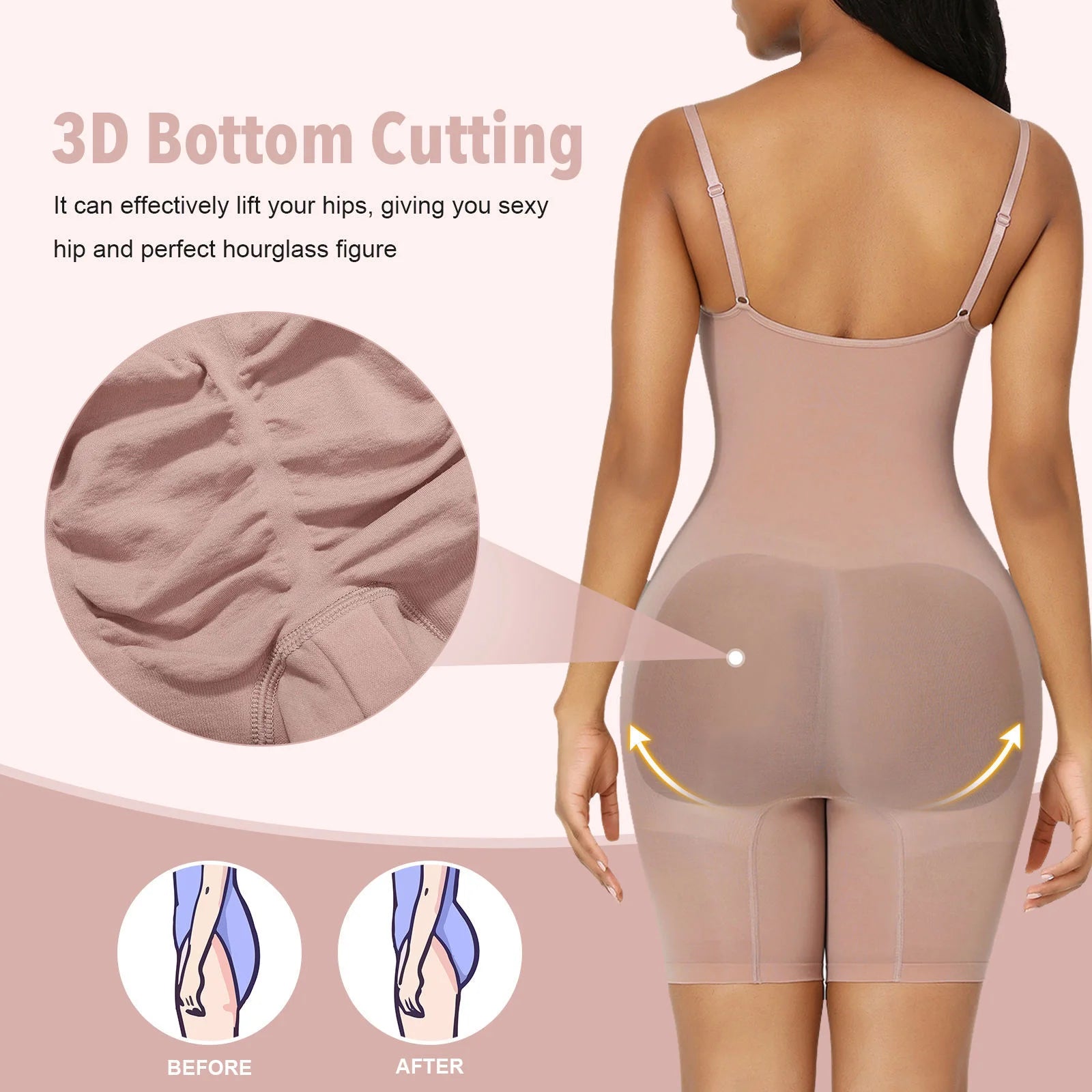 Tummy Control Bodysuit Mid Thigh Body Shaper Shorts for a Lifted Look